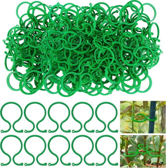200 pcs Garden Plant Clips, Plastic Ring Design for Vines Tomatoes and Flowers, Decorative Garden Accessories