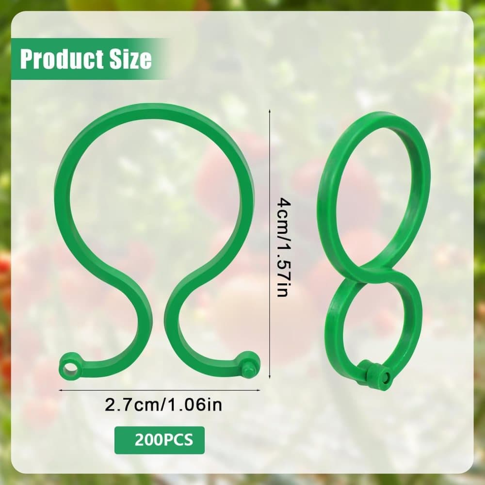 200 pcs Garden Plant Clips, Plastic Ring Design for Vines Tomatoes and Flowers, Decorative Garden Accessories