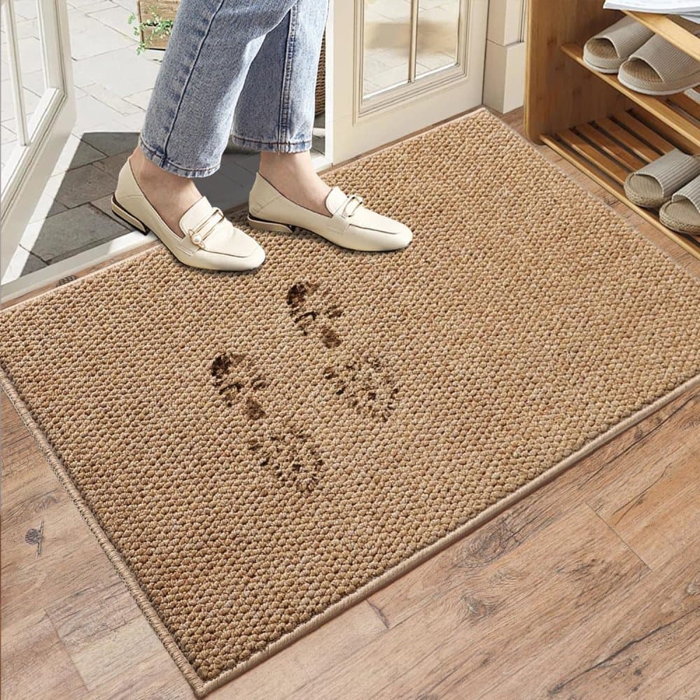 Brown Jute Doormat for Indoor and Outdoor Use Non-Slip Dust-Resistant Quick-Absorbing, 60x90cm
