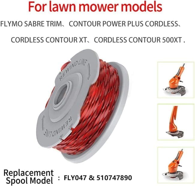4 pcs Flymo Grass Trimmer Replacement Spool, 1.5mm Nylon Double Line with Auto Feed