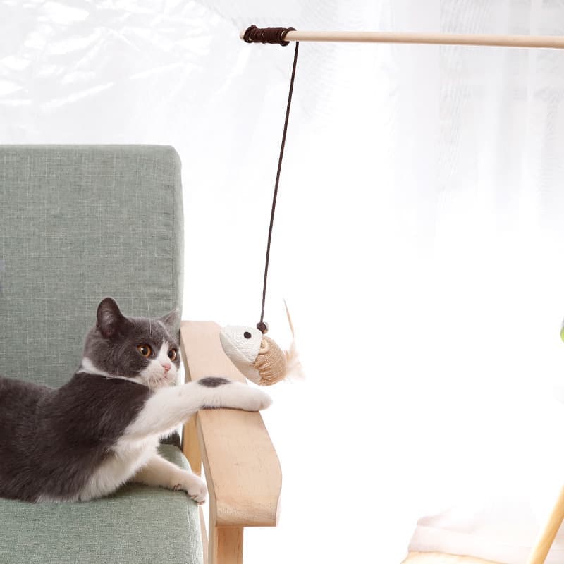 4 pcs Interactive Cat Toy with Bell and Teaser, for Playful Cats