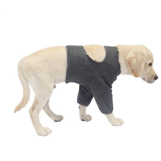 3XL Dog Elbow Protection, Dark Gray, Breathable Elastic Post-Surgery Foreleg Cover to Prevent Licking and Biting