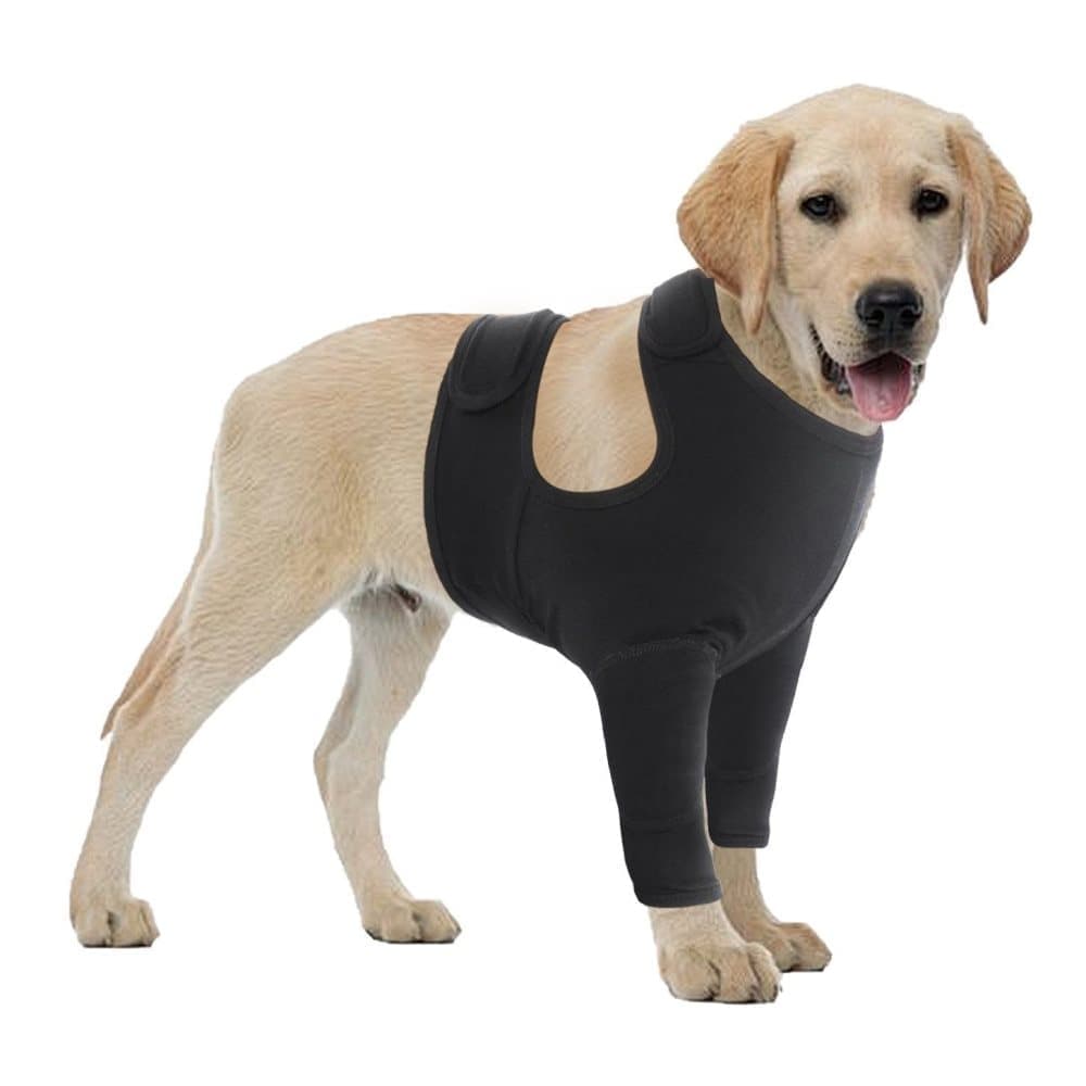Dog Elbow Protector Breathable Elastic Post-Surgery Foreleg Protection Against Licking and Biting, S, Black