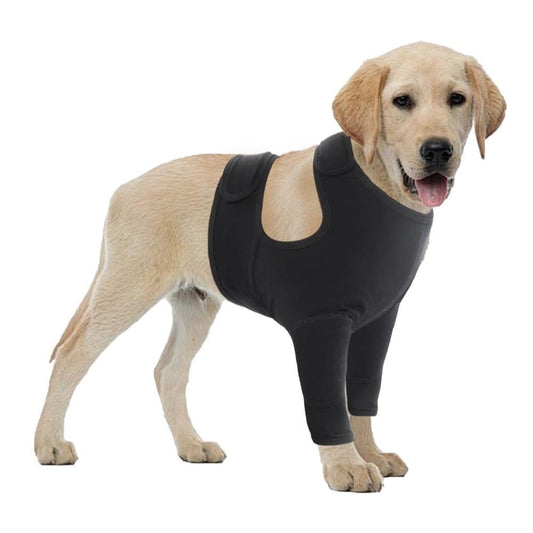Dog Elbow Protector Breathable Elastic Post-Surgery Foreleg Protection Against Licking and Biting, S, Black