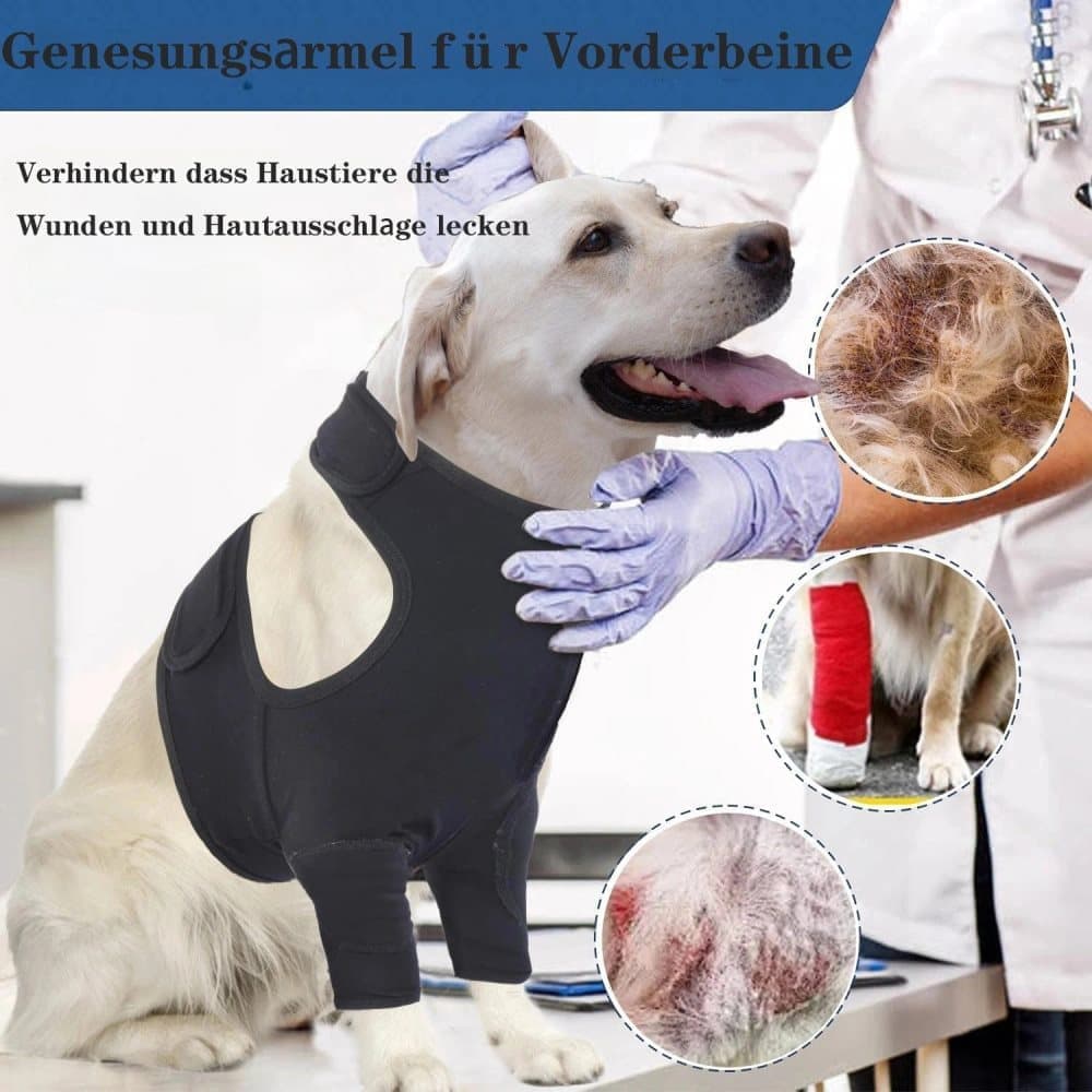 Breathable Elastic Dog Elbow Protection for Post-Surgery Foreleg, Prevents Licking and Biting, Light Gray, L