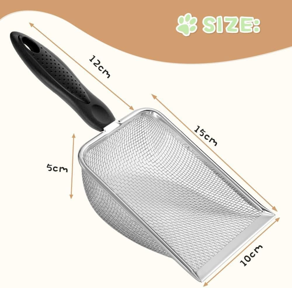 2.8MM Stainless Steel Cat Litter Scoop for Litter Box, Durable and Easy to Clean, Compatible with All Brands