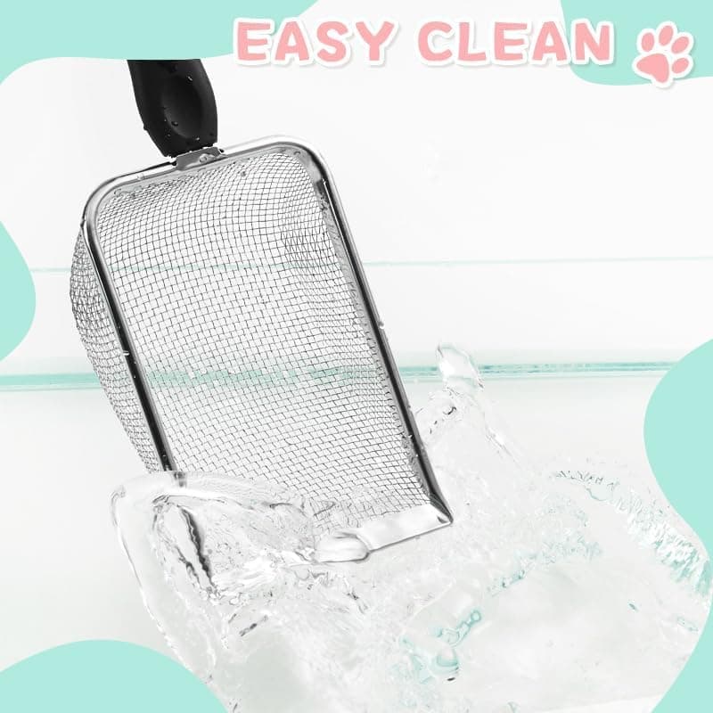 Stainless Steel Cat Litter Scoop, Durable and Easy to Clean with Mesh Design, Compatible with All Cat Litter Boxes, 3.8MM