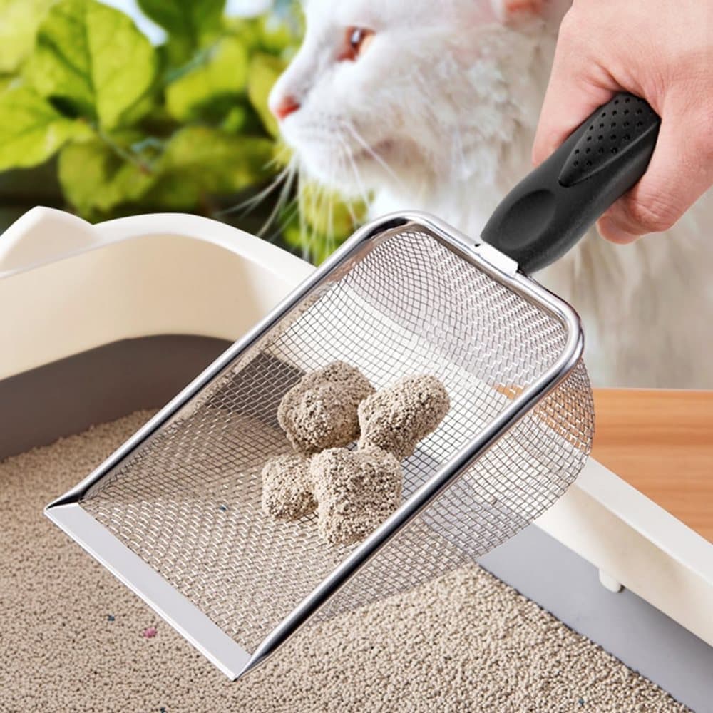 2PCS Stainless Steel Cat Litter Scoop with Mesh Design, Robust and Durable, Easy to Clean, 2.0MM