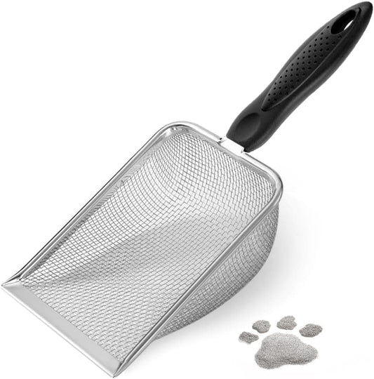 Stainless Steel Cat Litter Scoop with Mesh Design, Durable and Easy to Clean, 4.3MM