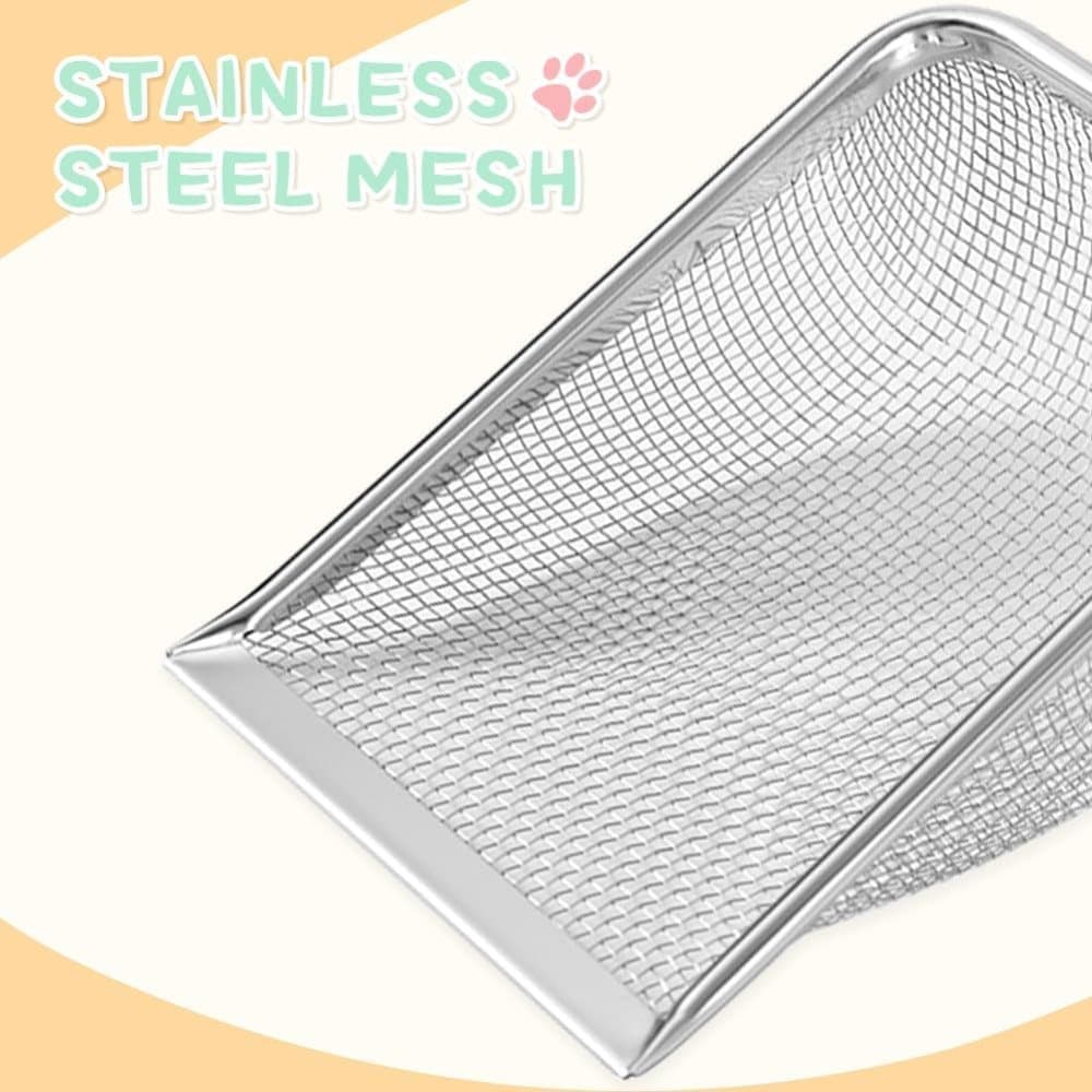 Stainless Steel Cat Litter Scoop with Mesh Design, Durable and Easy to Clean, 4.3MM