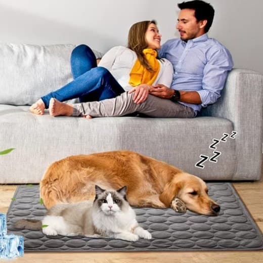 Cooling Mat for Dogs and Cats, 100×70cm, Dark Gray, Breathable, Compatible with All Breeds