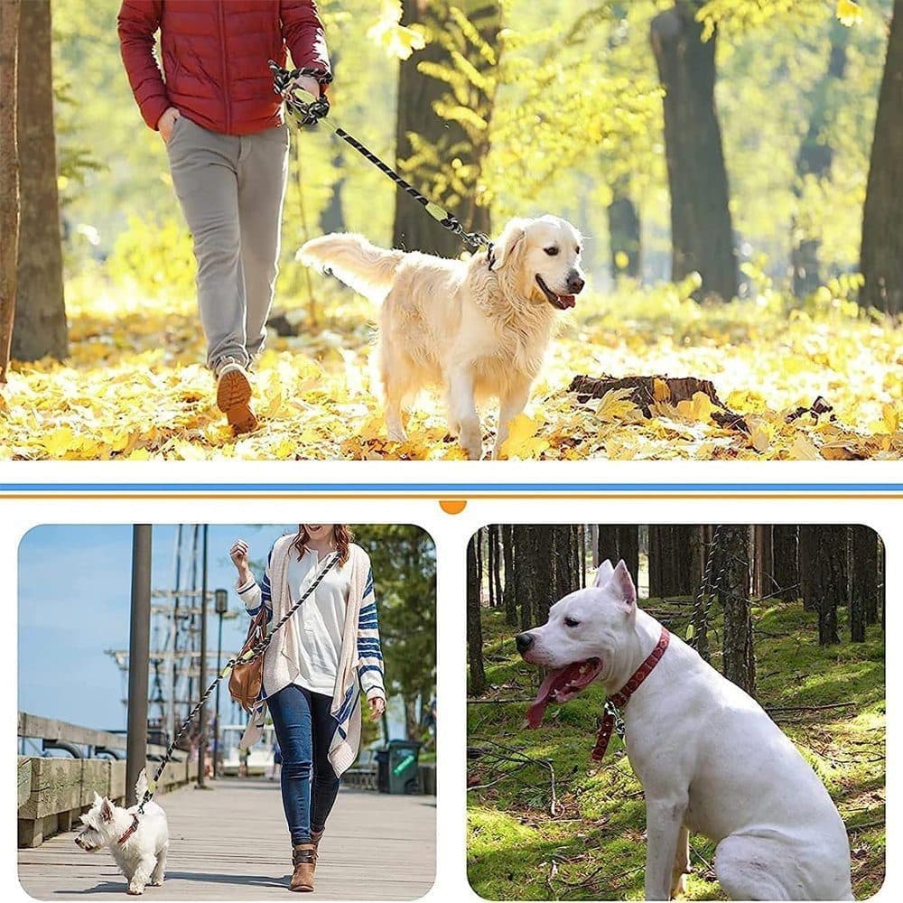 Reflective Hands-Free Dog Leash with Shoulder Strap for Jogging, Compatible with Small and Medium Dogs, Orange