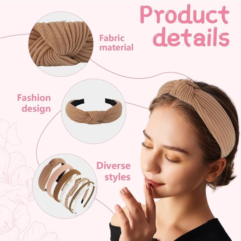 7-Pack Women's Hair Accessories, Elegant Pearl Headbands & Scrunchies