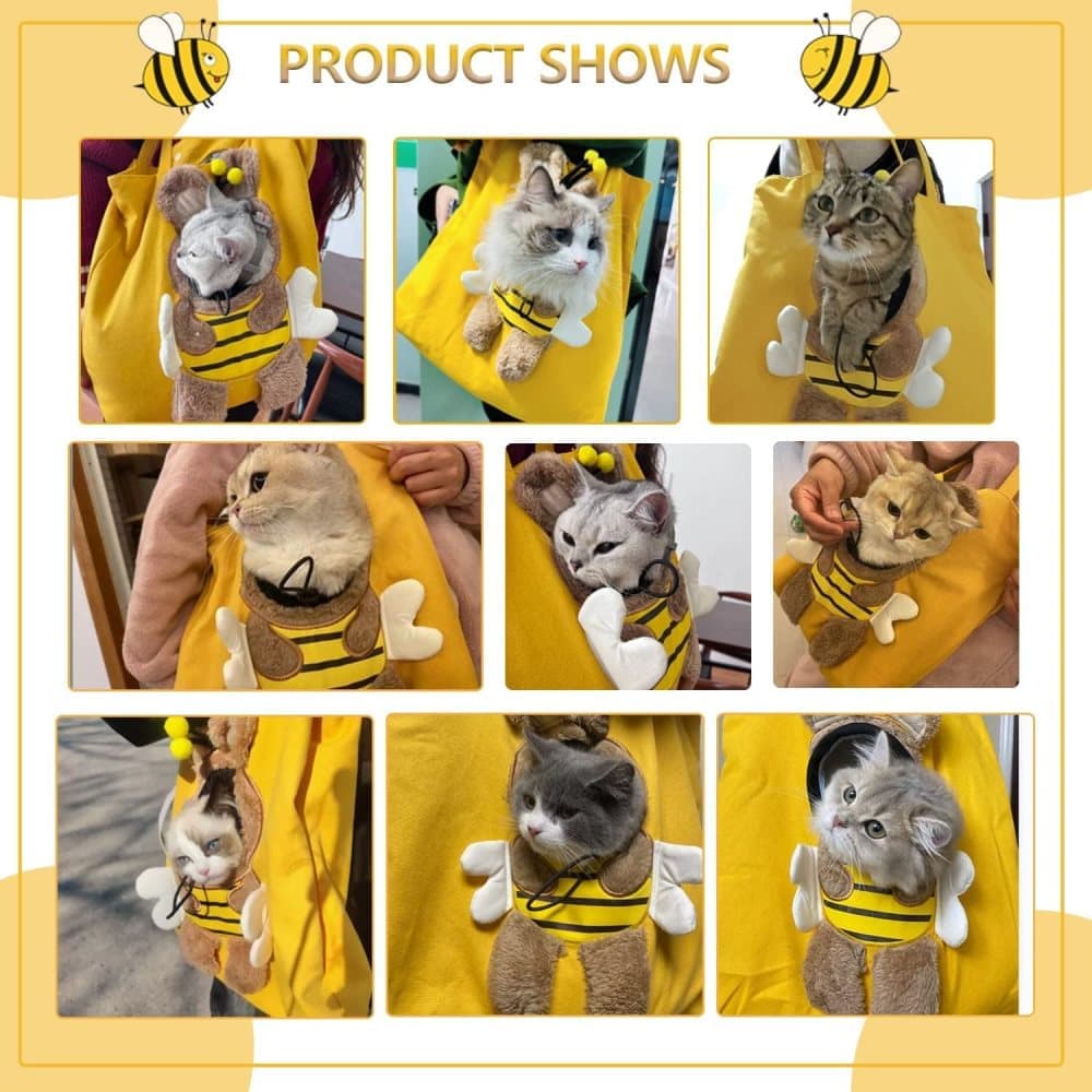 Portable Pet Bag for Small Dogs and Cats with Hands-Free Side Opening, Cat Motif, Perfect for Outdoor Travel, 37x37cm, Gray