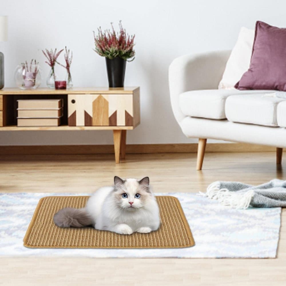 Natural Jute Cat Scratching Mat, Durable Floor Mat and Sustainable Cat Furniture, 30x40cm
