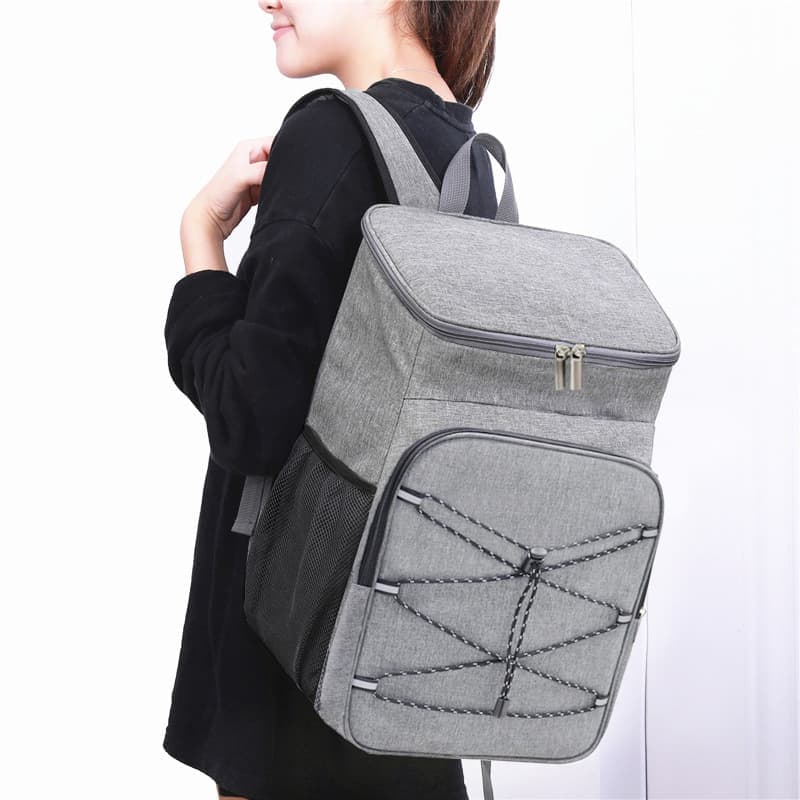 Insulated Backpack Cooler Bag Large Capacity Waterproof for Picnic Camping Lunch Grill, Gray