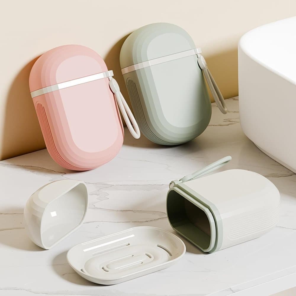 2-Pack Portable Soap Dish with Drainage Grid and Handle, Waterproof Travel Soap Storage for Outdoor Activities