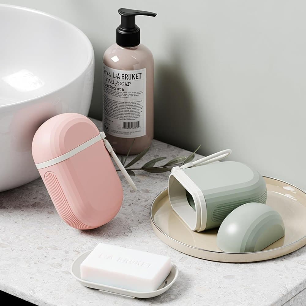 2-Pack Portable Soap Dish with Drainage Grid and Handle, Waterproof Travel Soap Storage for Outdoor Activities