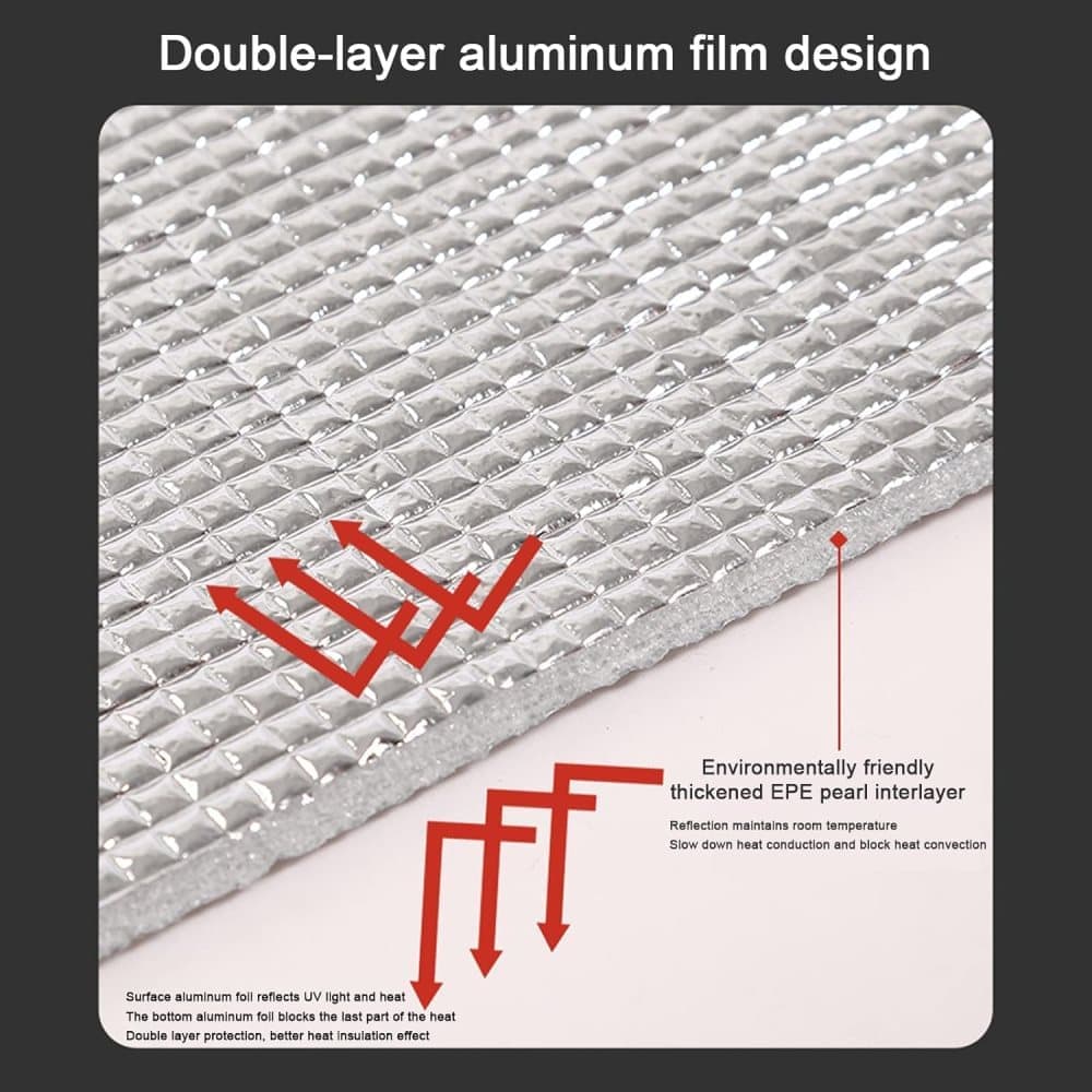 Self-adhesive sun protection film aluminum foil for thermal insulation UV and privacy protection, compatible with balcony windows conservatories, 40x100cm, Gray