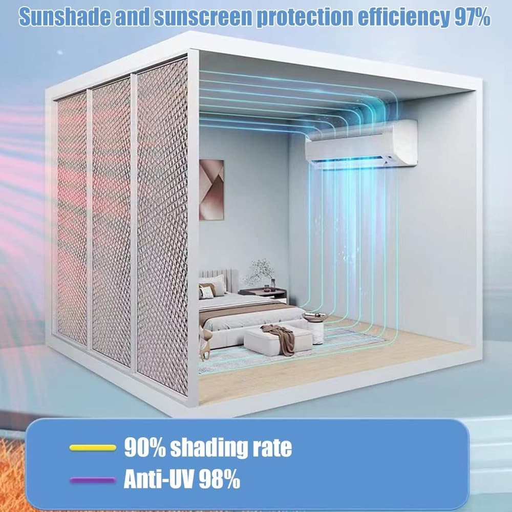 50x50cm Aluminum Foil Sun Protection Film, Self Adhesive Thermal Insulation UV Privacy Film for Windows, Balcony, Conservatories, Gray