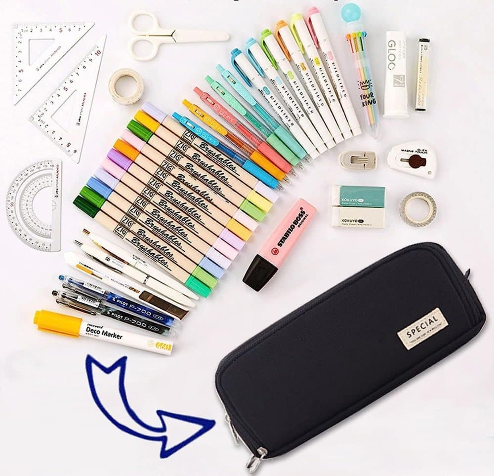 Pink 3 Compartment Pencil Case for School, Multifunctional Pencil Bag for Pencils