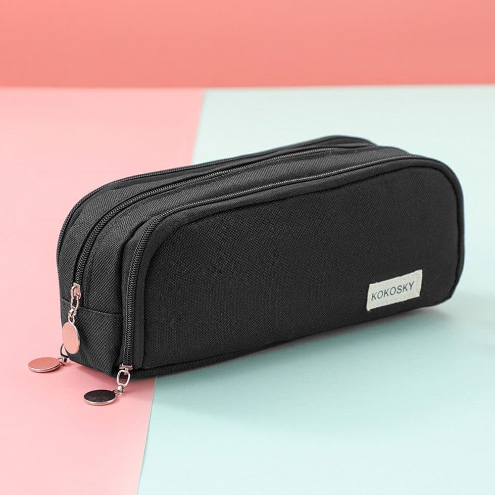 Pink 3 Compartment Pencil Case for School, Multifunctional Pencil Bag for Pencils