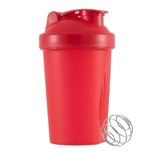 400ml Protein Shaker with Leak-proof Lid, Stainless Steel Strainer and Measuring Scale, RED