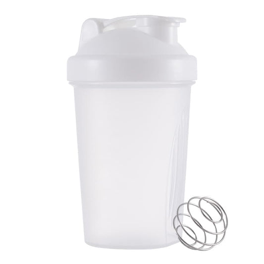 400ml Protein Shaker with Leak-proof Design, Stainless Steel Strainer and Measuring Scale, Multiple Colors, White