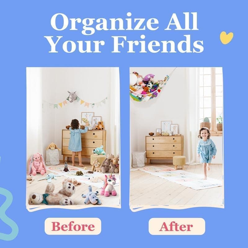 1 Pack Stuffed Animal Hammock with Storage, White, 60 x 30 cm