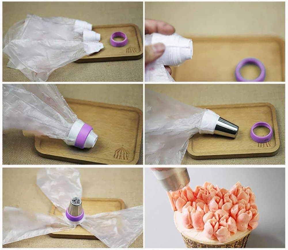 120-Piece Cake Decorating Piping Bag and Nozzle Set with Tulle, 12-Inch