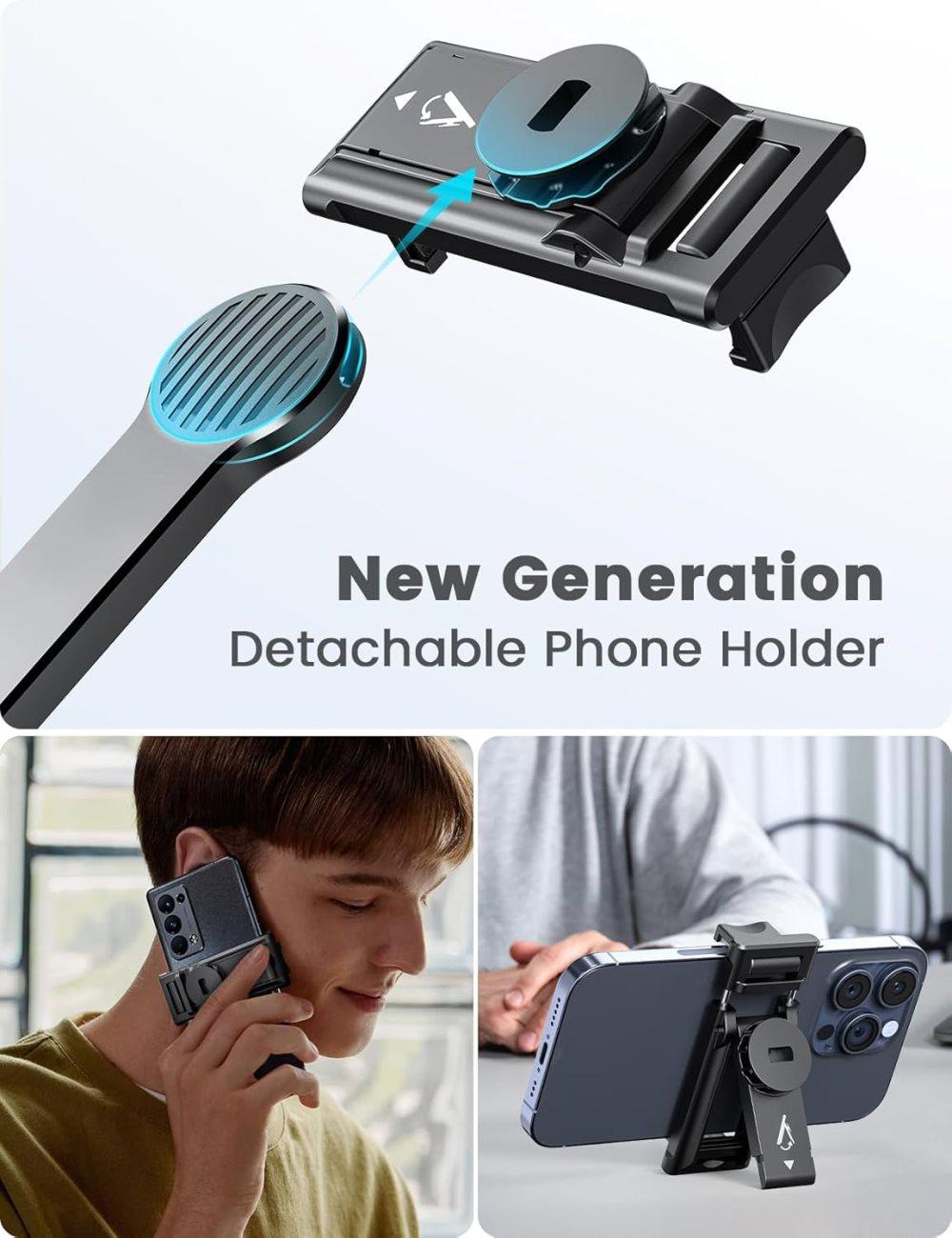 106cm Adjustable Selfie Light Tripod Stand with Bluetooth Remote, Removable Clamp, 360° Fill Light, Compatible with iPhone Samsung