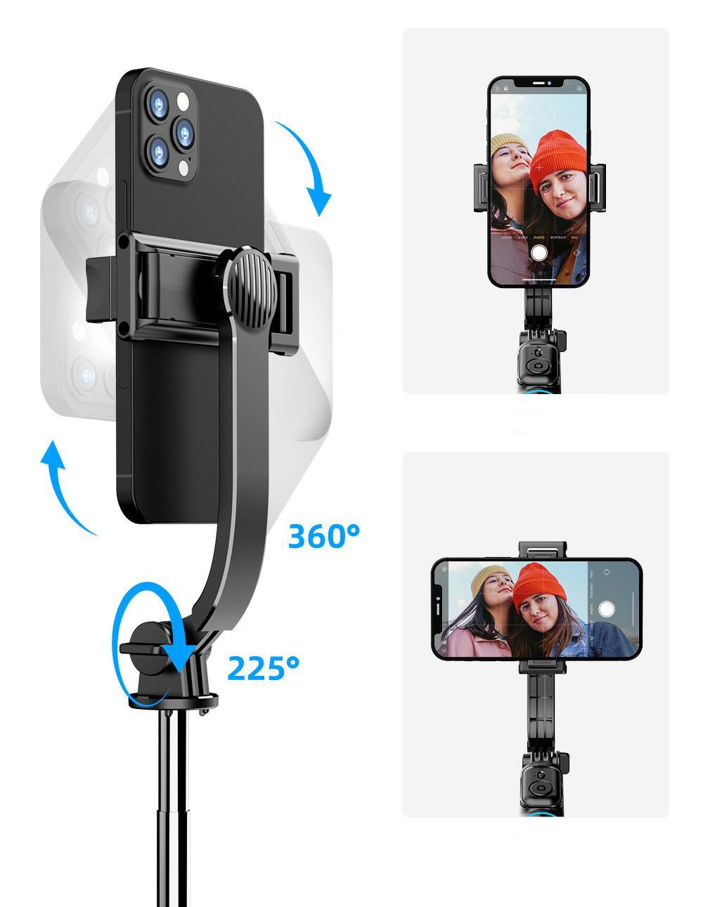 106cm Adjustable Selfie Light Tripod Stand with Bluetooth Remote, Removable Clamp, 360° Fill Light, Compatible with iPhone Samsung