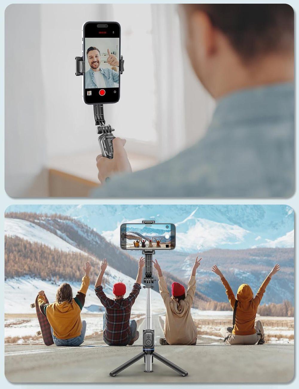 106cm Adjustable Selfie Light Tripod Stand with Bluetooth Remote, Removable Clamp, 360° Fill Light, Compatible with iPhone Samsung