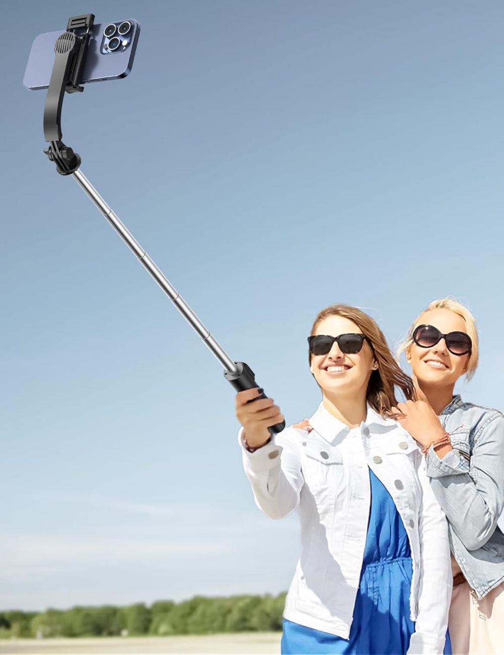 106cm Adjustable Selfie Light Tripod Stand with Bluetooth Remote, Removable Clamp, 360° Fill Light, Compatible with iPhone Samsung