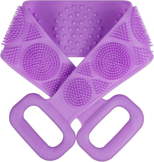 Soft Exfoliating Silicone Body Brush for Women and Men, with Massage Particles, Purple