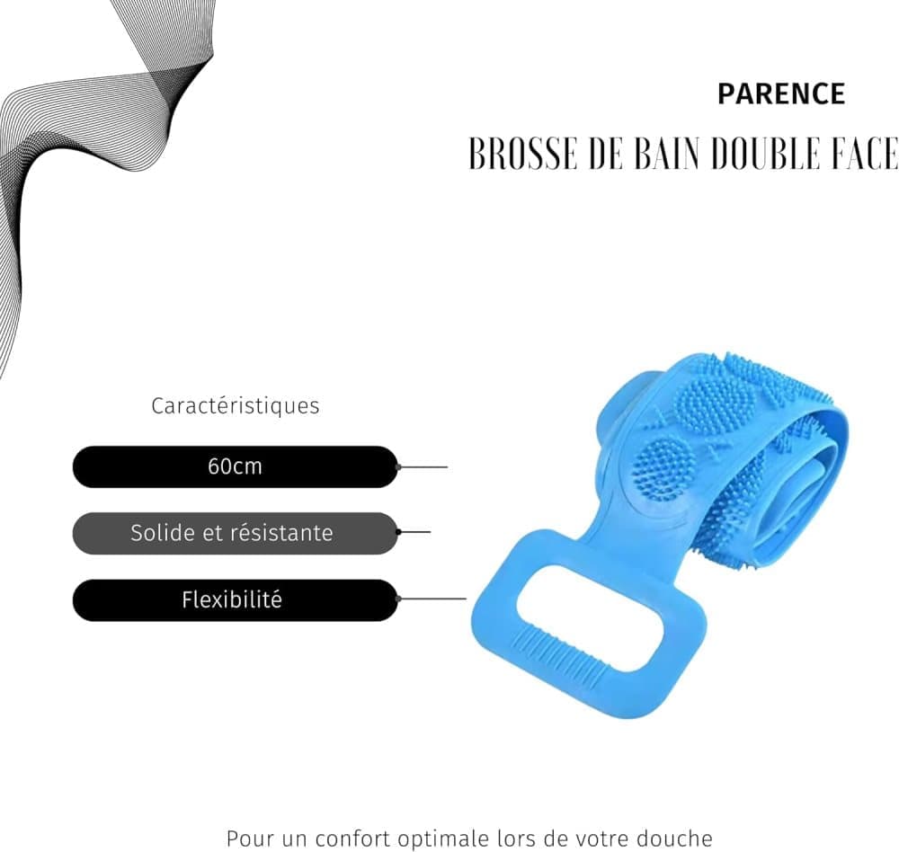 Silicone Body Brush Back Scrubber for Women and Men, Soft Exfoliating Bath Shower Brush with Massage Particles, Blue