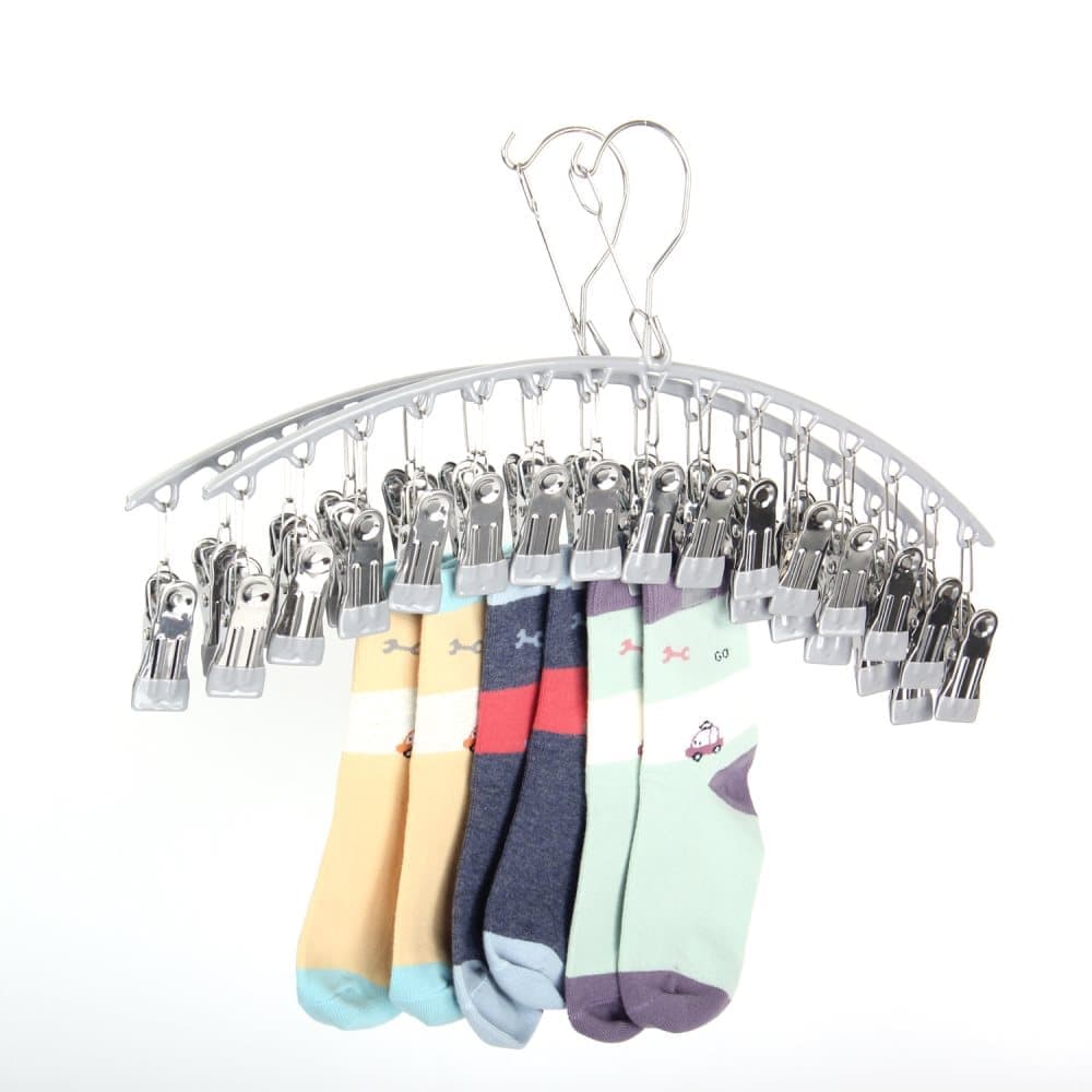 2-Pack Metal Windproof Trouser Skirt Hanger with 15 Clips