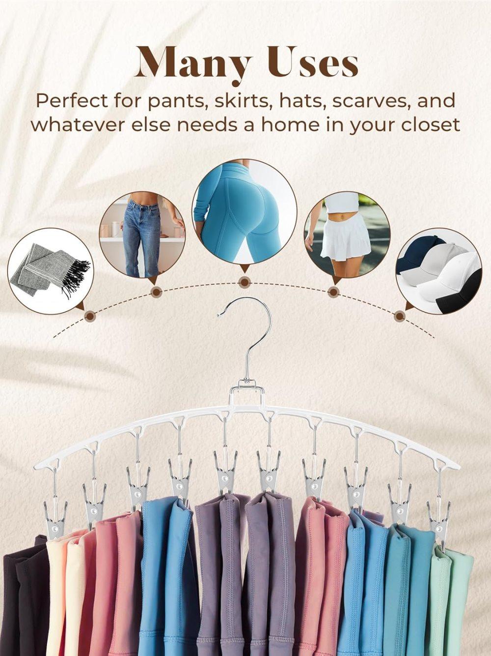 2-Pack Metal Windproof Trouser Skirt Hanger with 15 Clips