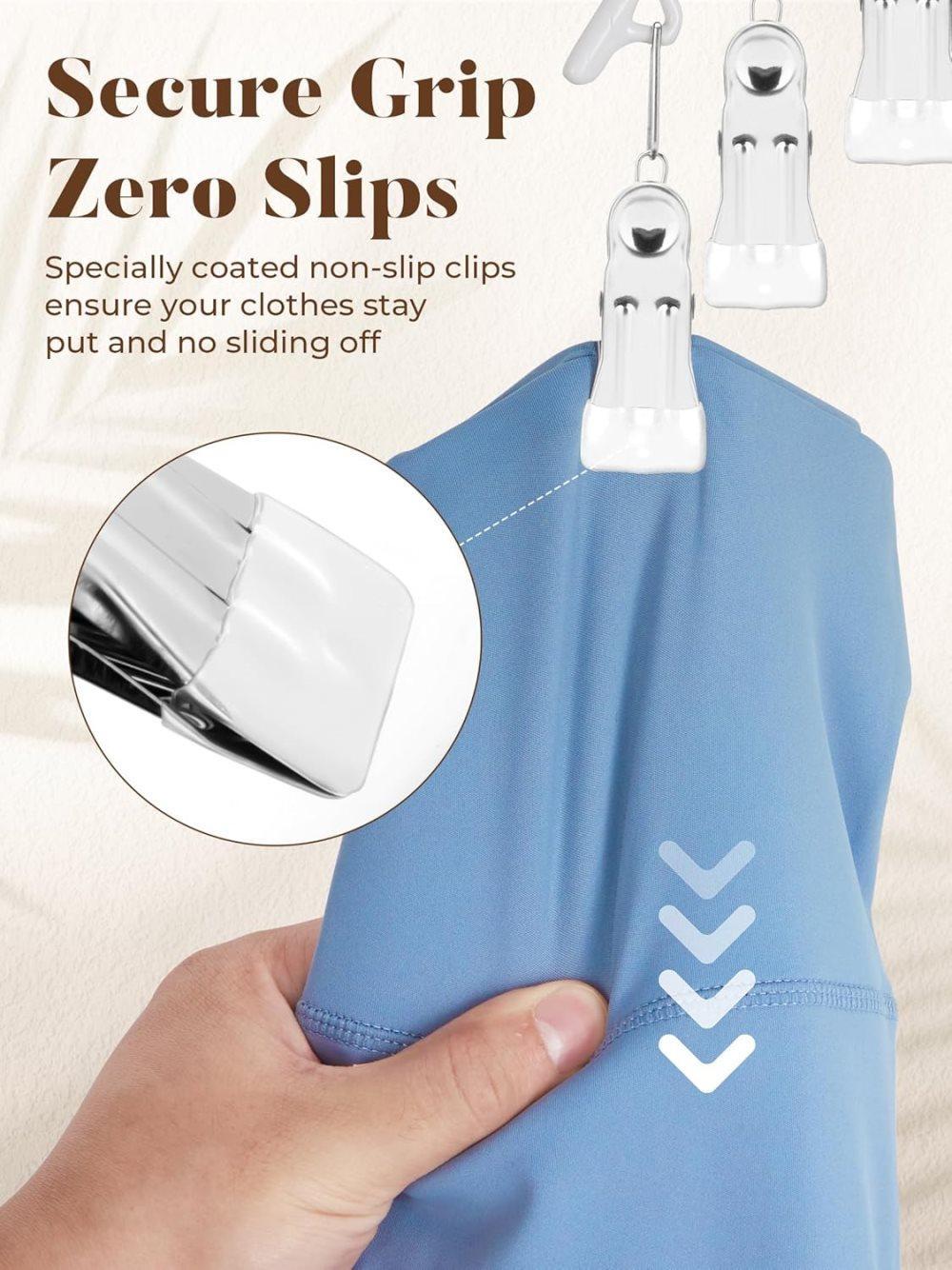 2-Pack Metal Windproof Trouser Skirt Hanger with 15 Clips