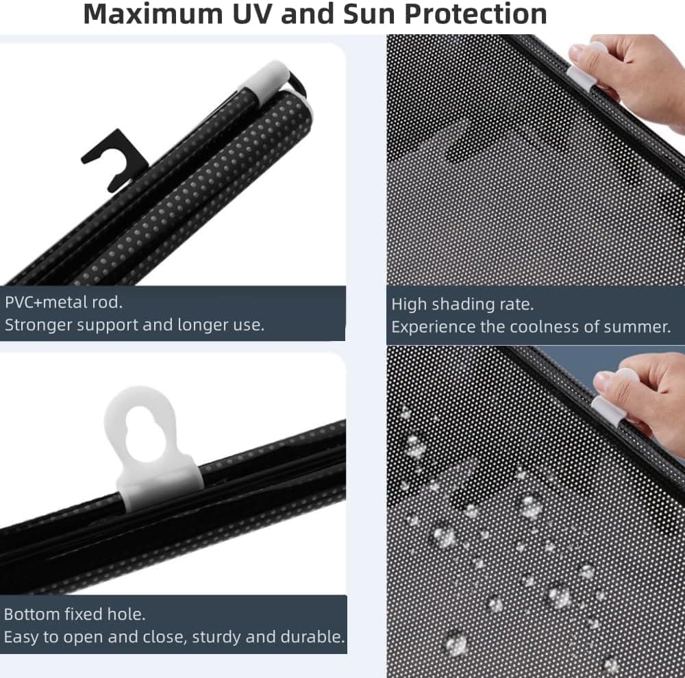 Blackout Curtain with Suction Cups, Removable Window and Car Sunshade, Telescopic Roller Blind, Black and Silver, 40×60cm