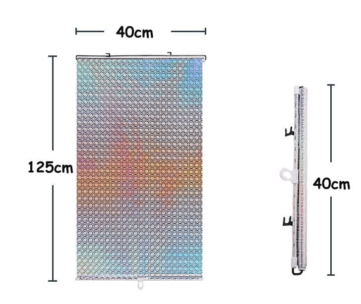 Removable Blackout Curtain with Suction Cups, Telescopic Portable Roller Blind for Windows and Car Sunshade, Black, 40×125cm