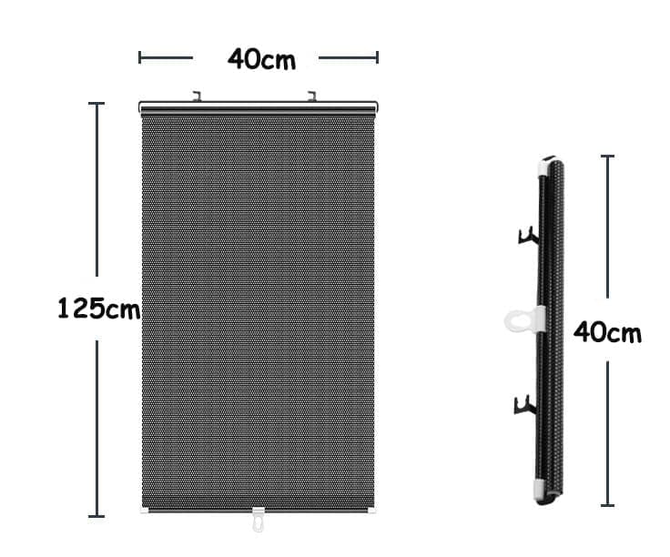 Removable Blackout Curtain Roller Blind with Suction Cups, Telescopic Portable Sunshade for Windows and Cars, 40×125cm, Black