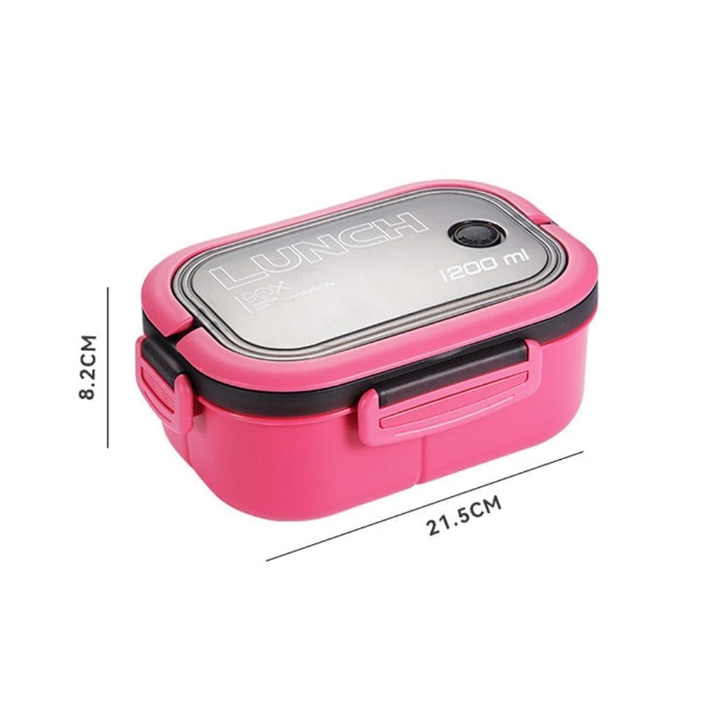 Children and Adults Lunch Box with Compartments, 14.5x21x8 cm, Reusable, Pink