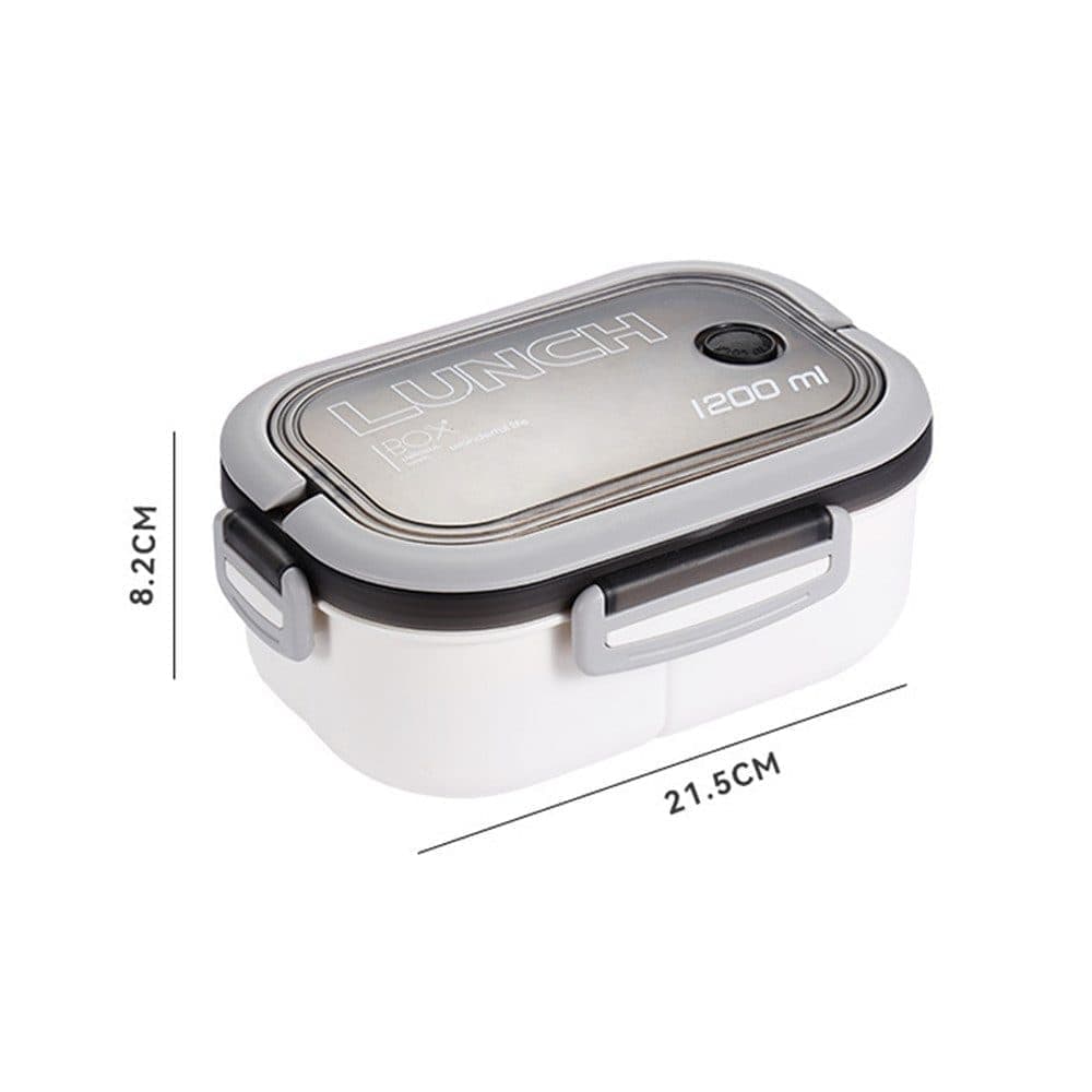 Children and Adults Lunch Box with Compartments, 14.5x21x8 cm, Practical Reusable, White