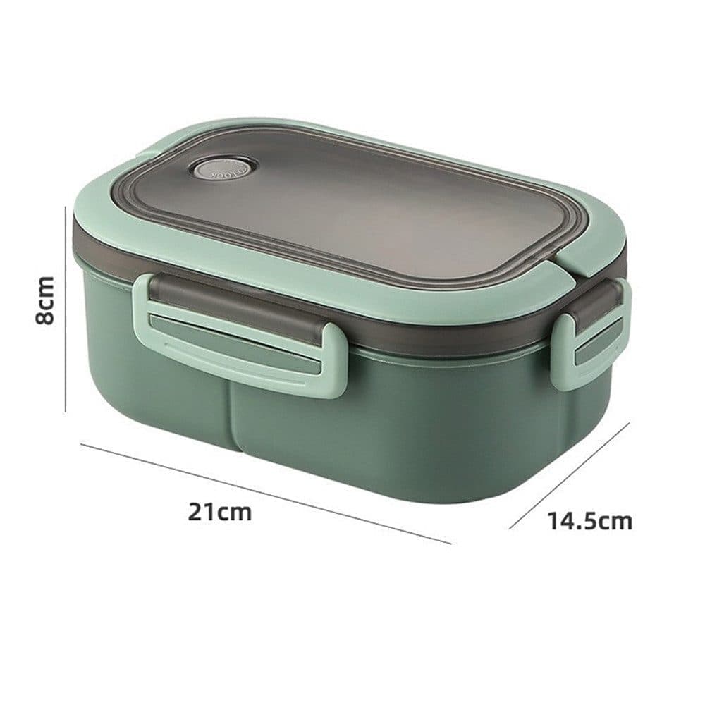Children and Adults Lunch Box with Compartments, 14.5x21x8 cm, Green, Practical and Reusable