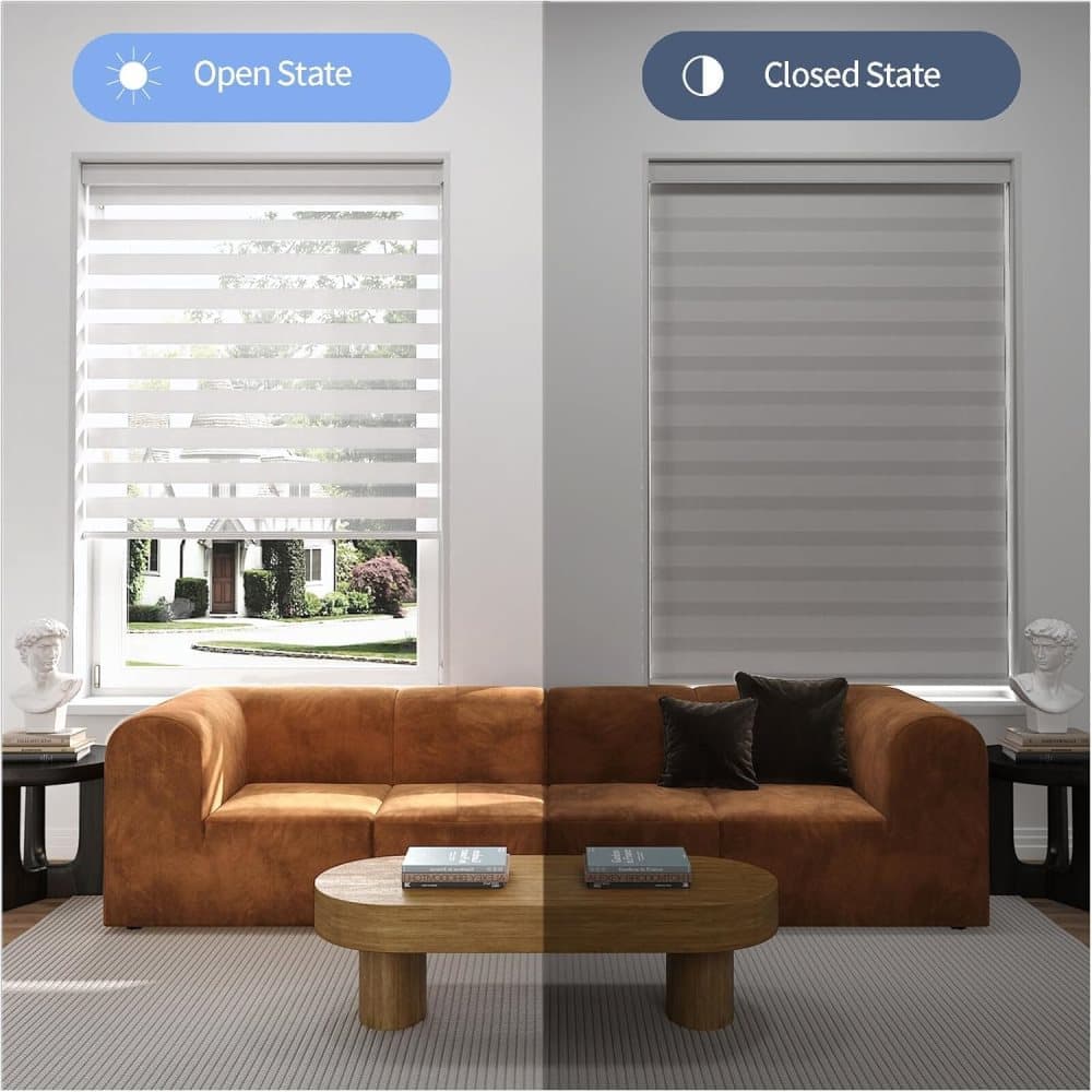 40×150CM Sun Protection Roller Blind Blackout Zebra Blind Without Drilling, White