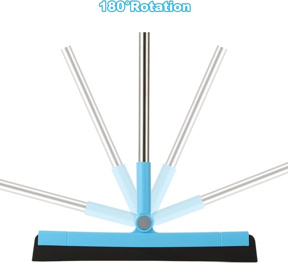 95 cm Water Scraper with Telescopic Handle, Rotatable for Wet and Dry Use, Compatible with Floors, Tiles, Windows and Showers, Blue