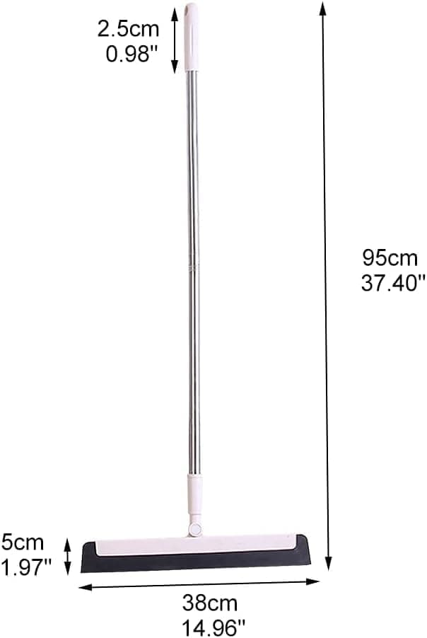 95 cm Floor Scraper with Telescopic Handle, Rotatable for Wet and Dry Use, Compatible with Floors Tiles Windows and Showers, Beige