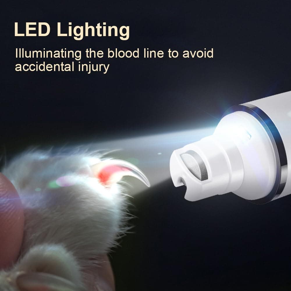 2-in-1 Electric Nail Clippers for Dogs and Cats, Pet Nail Trimmer with LED Light and Low Noise, Compatible with All Breeds, SZ2