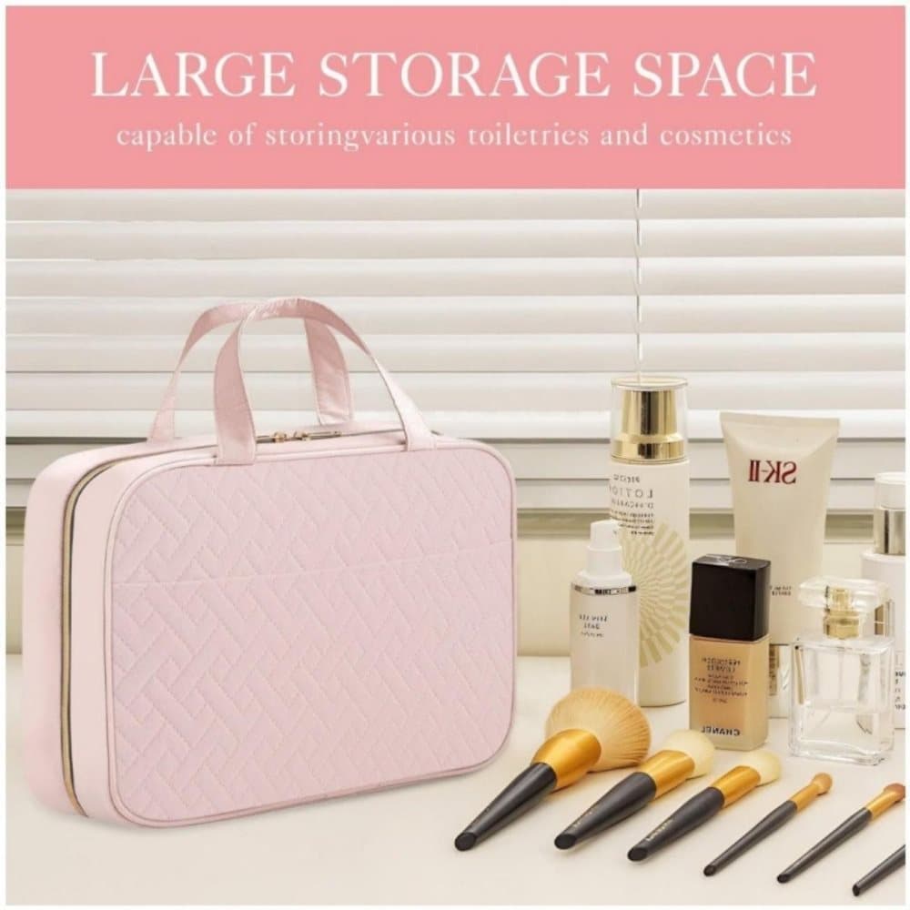 Waterproof Makeup Bag with Hanging Hook, Lightweight Toiletry Bag for Bathroom and Travel, Pink